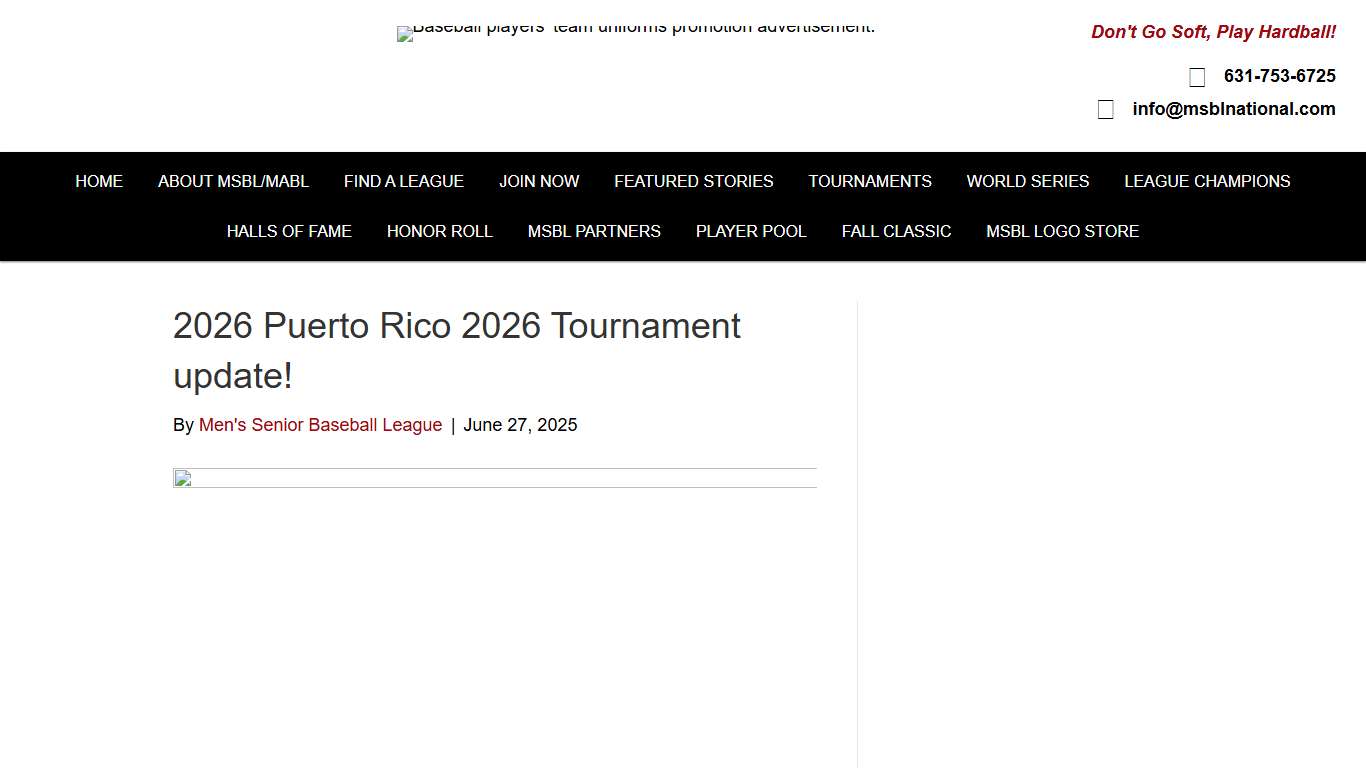 2026 Puerto Rico 2026 Tournament update! - Men's Senior Baseball league